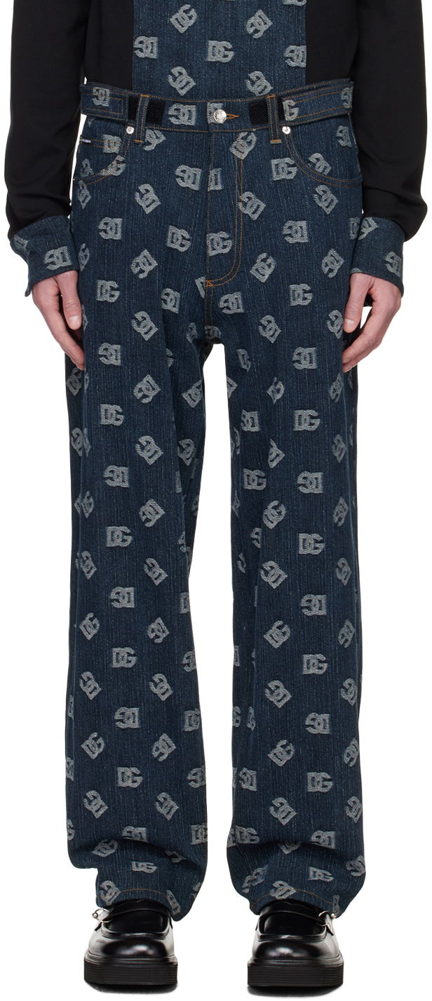 Nohavice Dolce & Gabbana Blue Jacquard Jeans Navy | GVOJXTFJFAR, 0