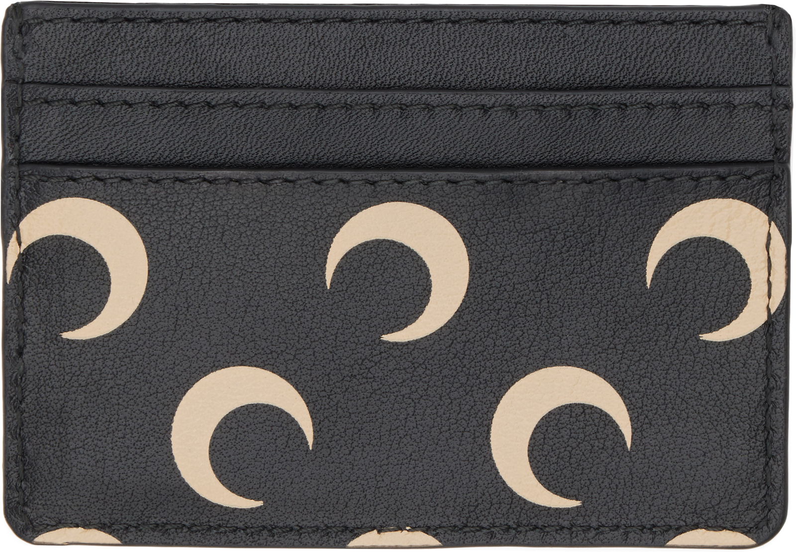 Leather Card Holder with Moon Print