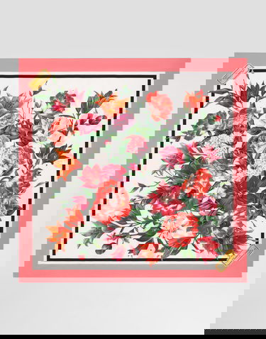 Šál Dolce & Gabbana Dolce & Gabbana Silk Twill Floral Print Square Scarf Ružová | FN090RGDC7AHA5QX, 2