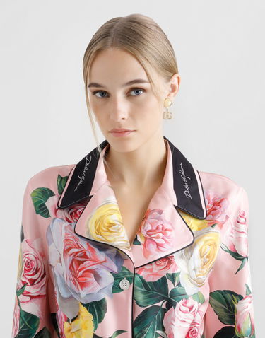 Pyžamo Dolce & Gabbana Dolce & Gabbana Rose And Peony Print Twill Pajama Shirt Ružová | F5Q03THI1W3HF5IY, 3
