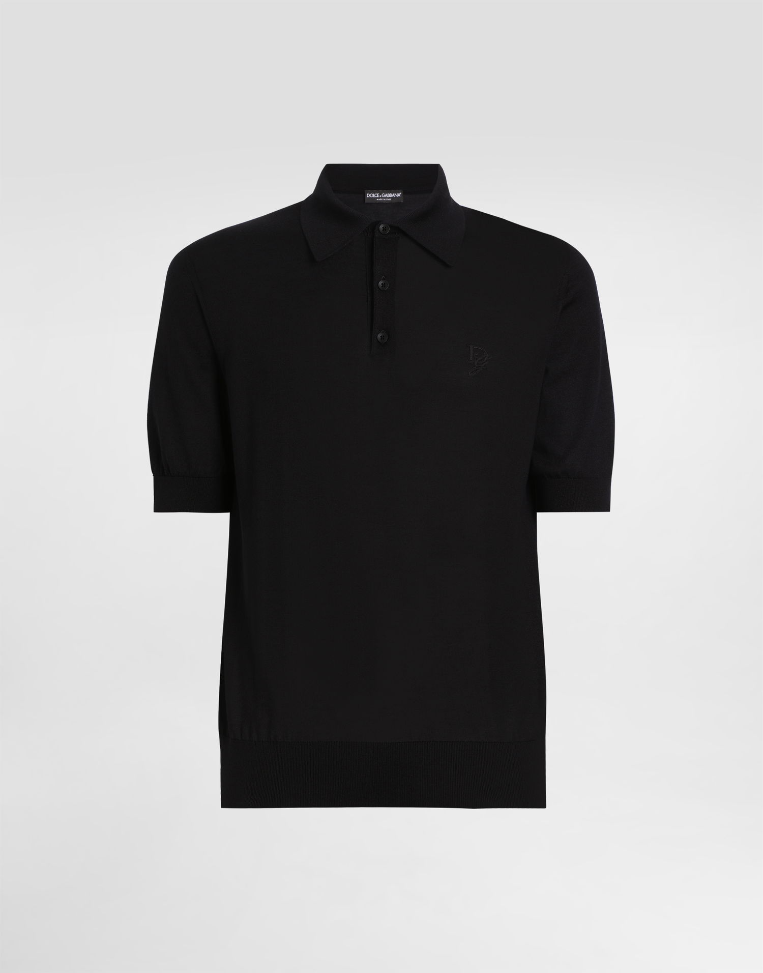 Polo tričko Dolce & Gabbana Dolce & Gabbana Silk Polo Shirt with Logo Embroidery Čierna | GXZ02ZJBSK3N0000, 0