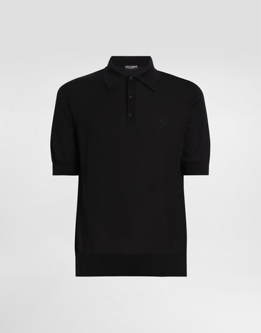 Polo tričko Dolce & Gabbana Dolce & Gabbana Silk Polo Shirt with Logo Embroidery Čierna | GXZ02ZJBSK3N0000, 0