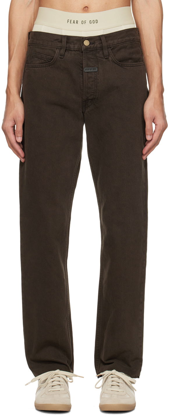 Brown Straight-Leg Jeans