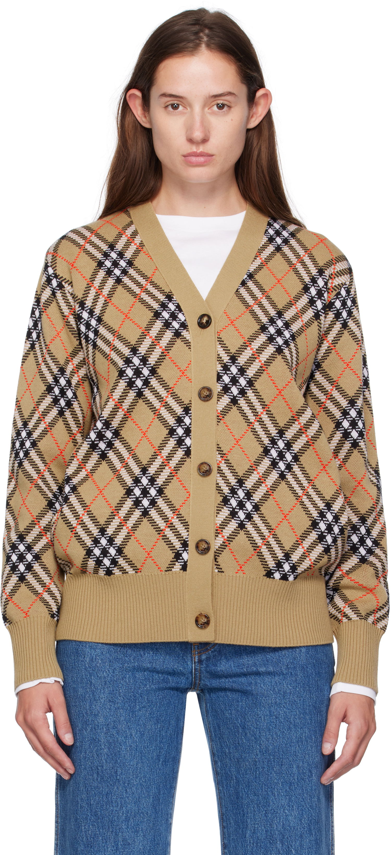 Sveter Burberry Burberry Check Cardigan Béžová | 8110579, 0