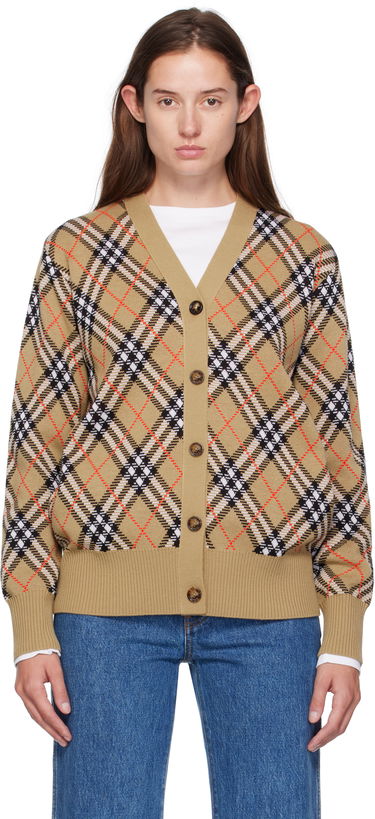 Sveter Burberry Burberry Check Cardigan Béžová | 8110579, 0