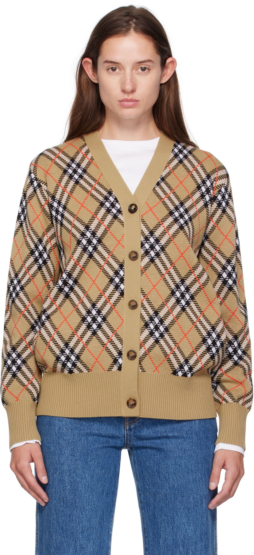 Sveter Burberry Burberry Check Cardigan Béžová | 8110579