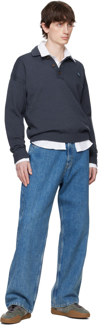 Sveter MAISON KITSUNÉ Maison Kitsuné Fox Head Patch Comfort Polo Šedá | OM00202KT1099, 3