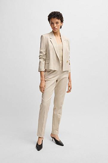 Sveter BOSS BOSS Knitted V-Neck Top Béžová | 50534133, 1