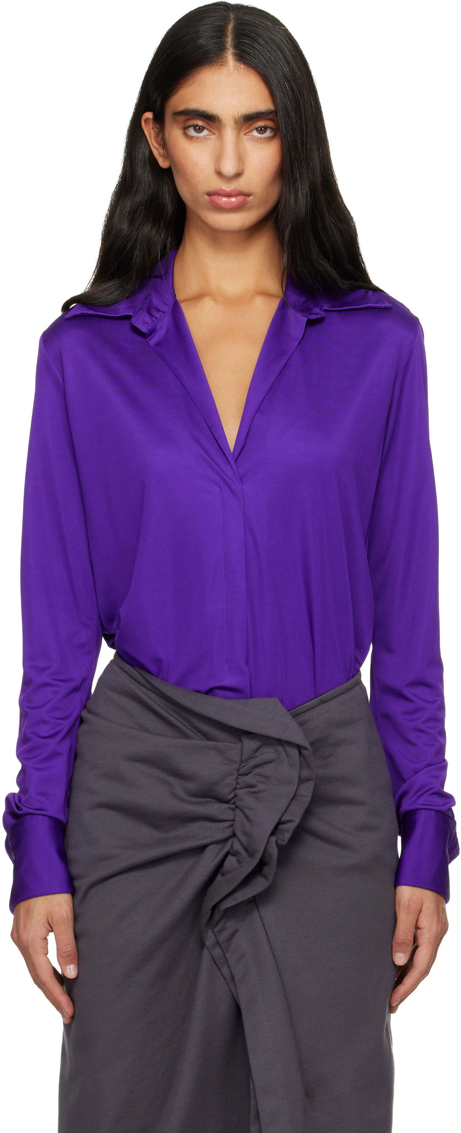 Košeľa Dries Van Noten Dries Van Noten Satin Shirt Fialová | 252-011155-2617, 0