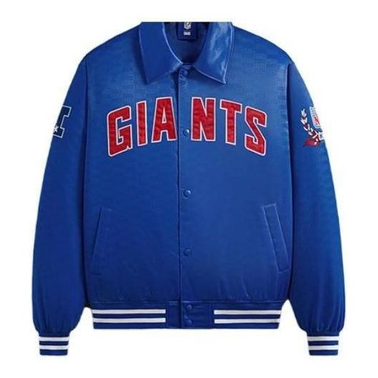 Bomber bunda KITH Giants Satin Bomber Jacket Modrá | KHM010427-412
