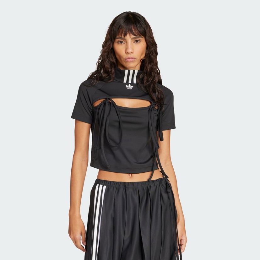 Crop Top adidas Performance Cutout Tie Detail Crop Top Čierna | JX2537