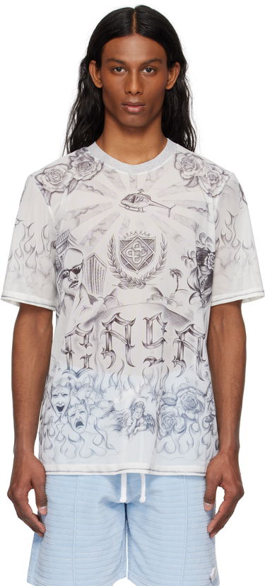 Tričko Casablanca Casablanca Tattoo Mesh T-Shirt Biela | MS25-TP-071-01, 0