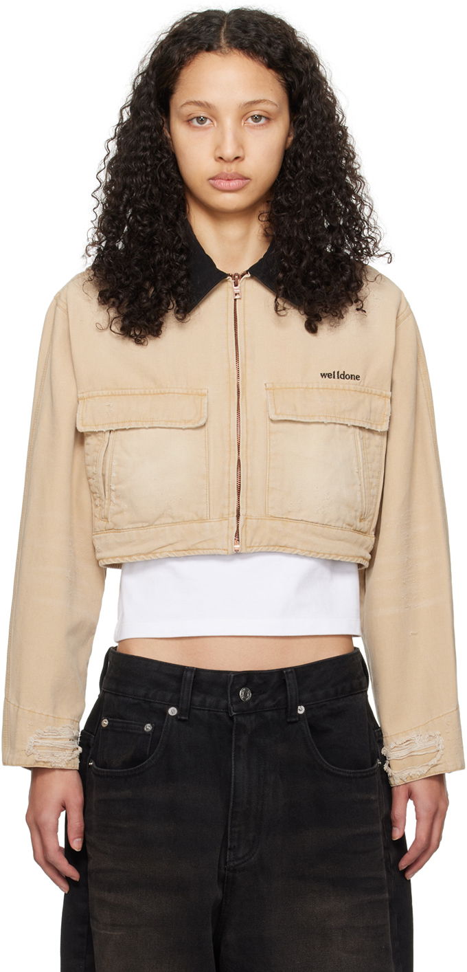 Bunda We11done We11done Distressed Cropped Jacket Béžová | WD-DJ0-24-309-W-BG, 0