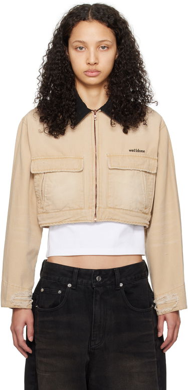 Bunda We11done We11done Distressed Cropped Jacket Béžová | WD-DJ0-24-309-W-BG, 0