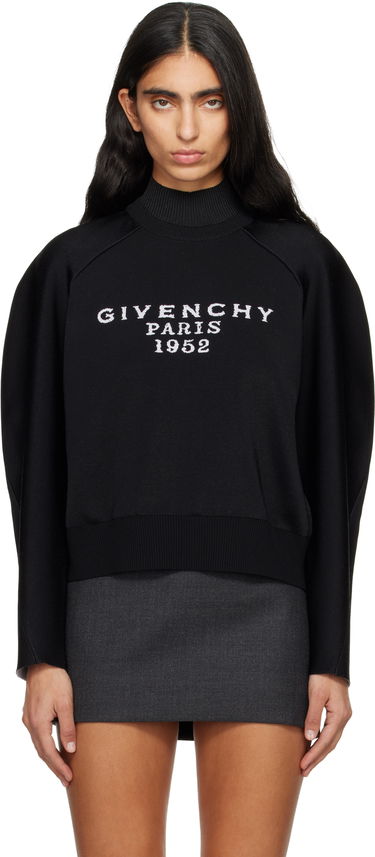 Sveter Givenchy Givenchy Paris 1952 Embroidered Mock Neck Sweater Čierna | BW90VC4ZSL001, 0