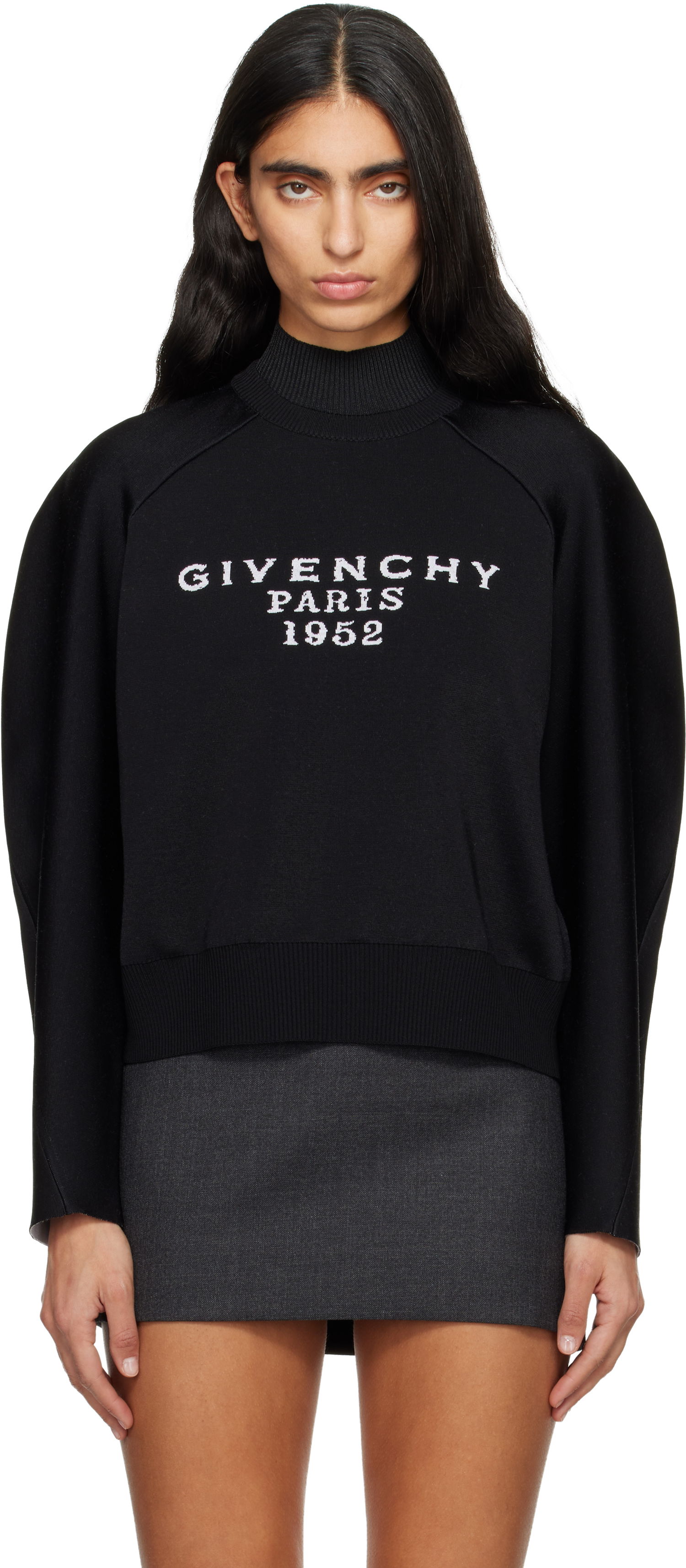 Sveter Givenchy Givenchy Paris 1952 Embroidered Mock Neck Sweater Čierna | BW90VC4ZSL001, 0