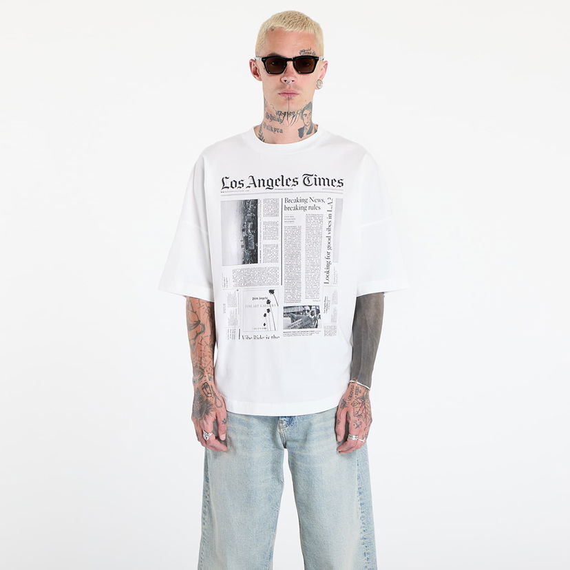 Tričko Palm Angels Palm Angels Paxlatimes News Over T-Shirt Biela | PMAA10BF25JER0020310