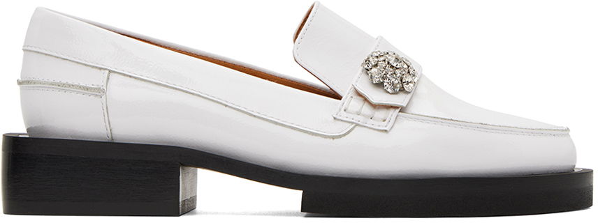 Tenisky a topánky GANNI Jeweled Patent Leather Platform Loafers Biela | S2014, 0