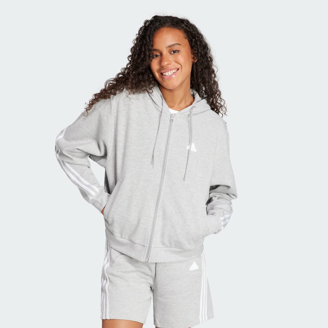 Mikina adidas Performance 3-Stripes Full Zip Hoodie Grey Šedá | IS3678, 0