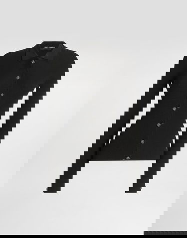 Sveter Dolce & Gabbana Ribbed Collared Cardigan with Bejeweled Buttons Čierna | FXVCPZJFMHGN0000, 0