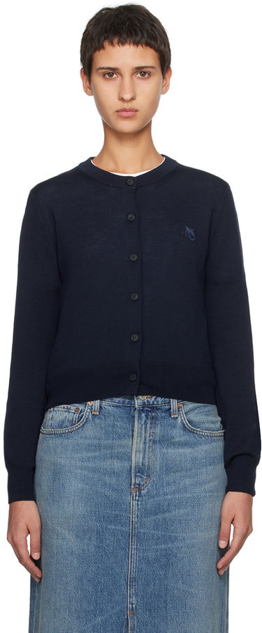 Sveter MAISON KITSUNÉ Bold Fox Head Patch Cardigan Navy | MW00508KT1036, 0
