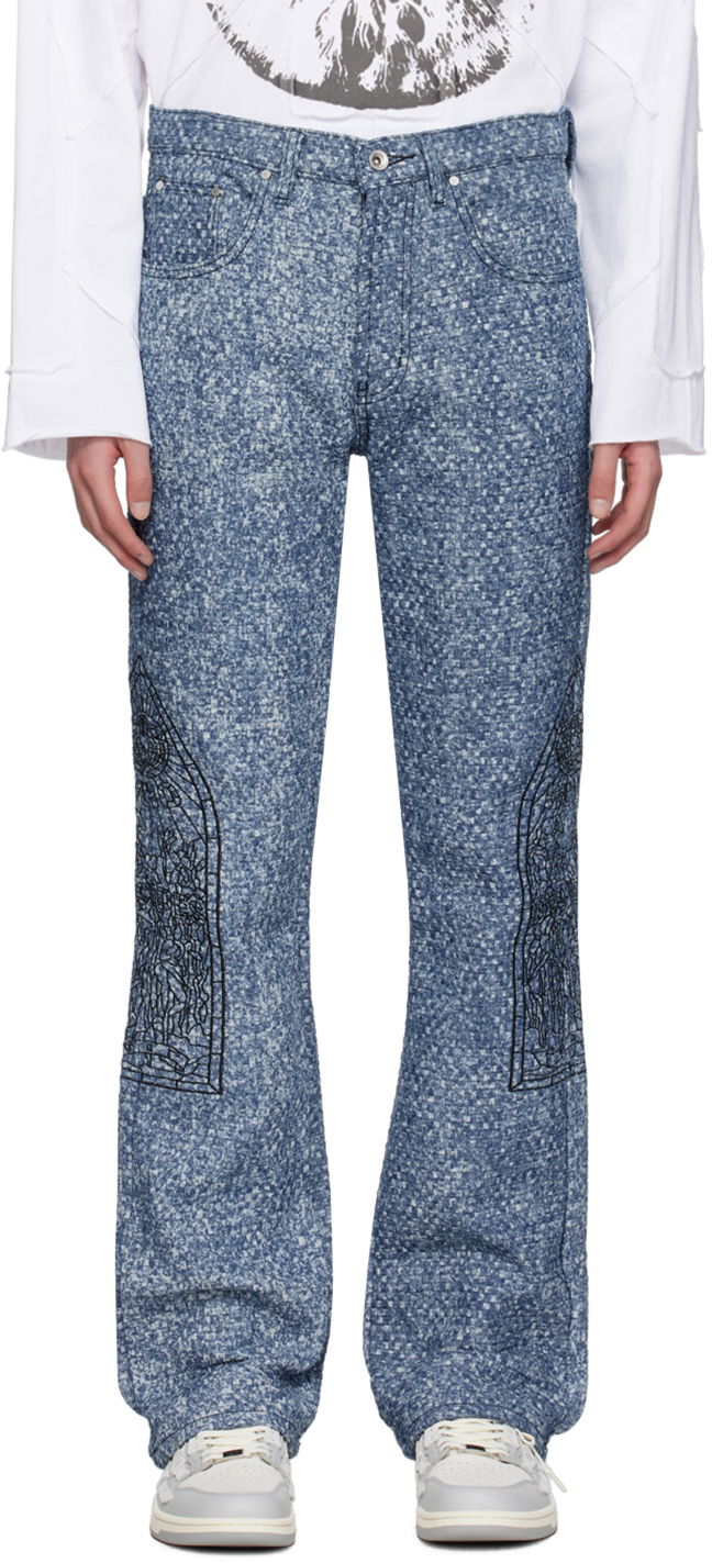 Trucker Embroidered Flared Jeans