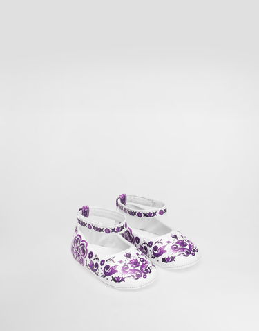 Tenisky a topánky Dolce & Gabbana Dolce & Gabbana Majolica-print Nappa Leather Ballet Flats Biela | DK0065AC513I03TN, 1