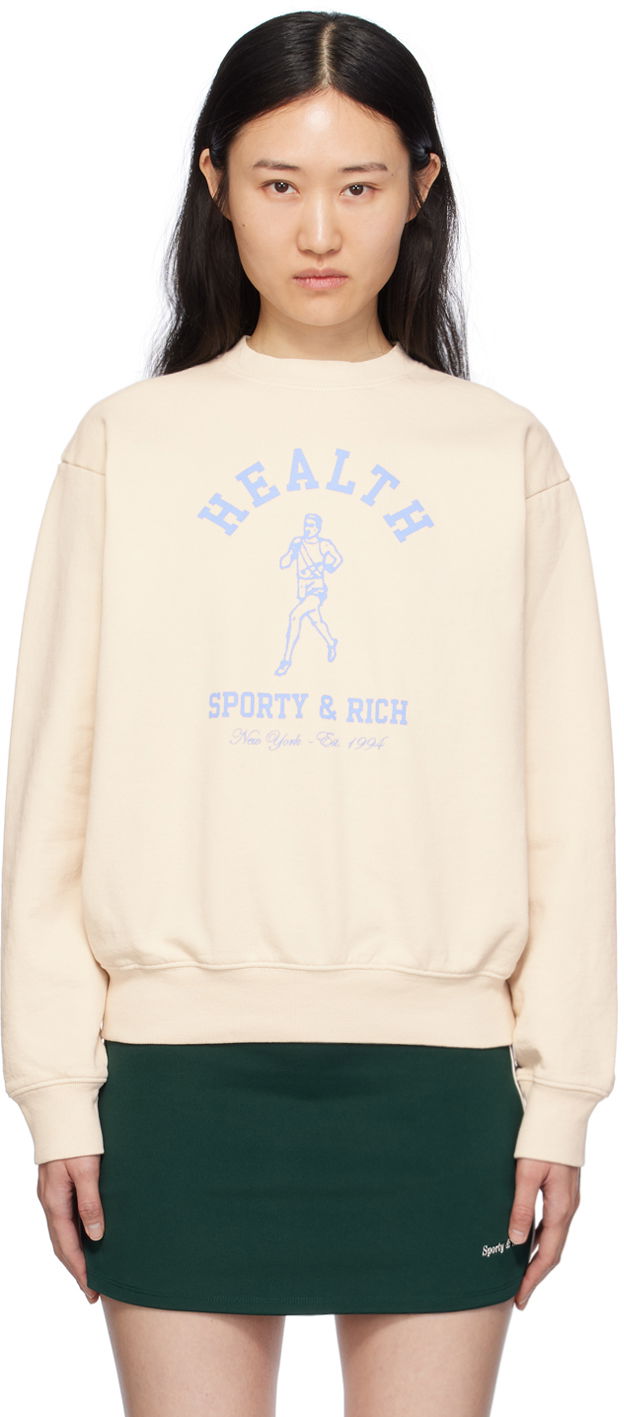 Mikina Sporty & Rich NY Running Club Sweatshirt Béžová | CRAW2348CR, 0