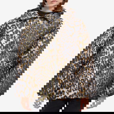 Prešívaná bunda GANNI GANNI Leopard Print Hooded Puffer Jacket Hnedá | W0115-859, 2