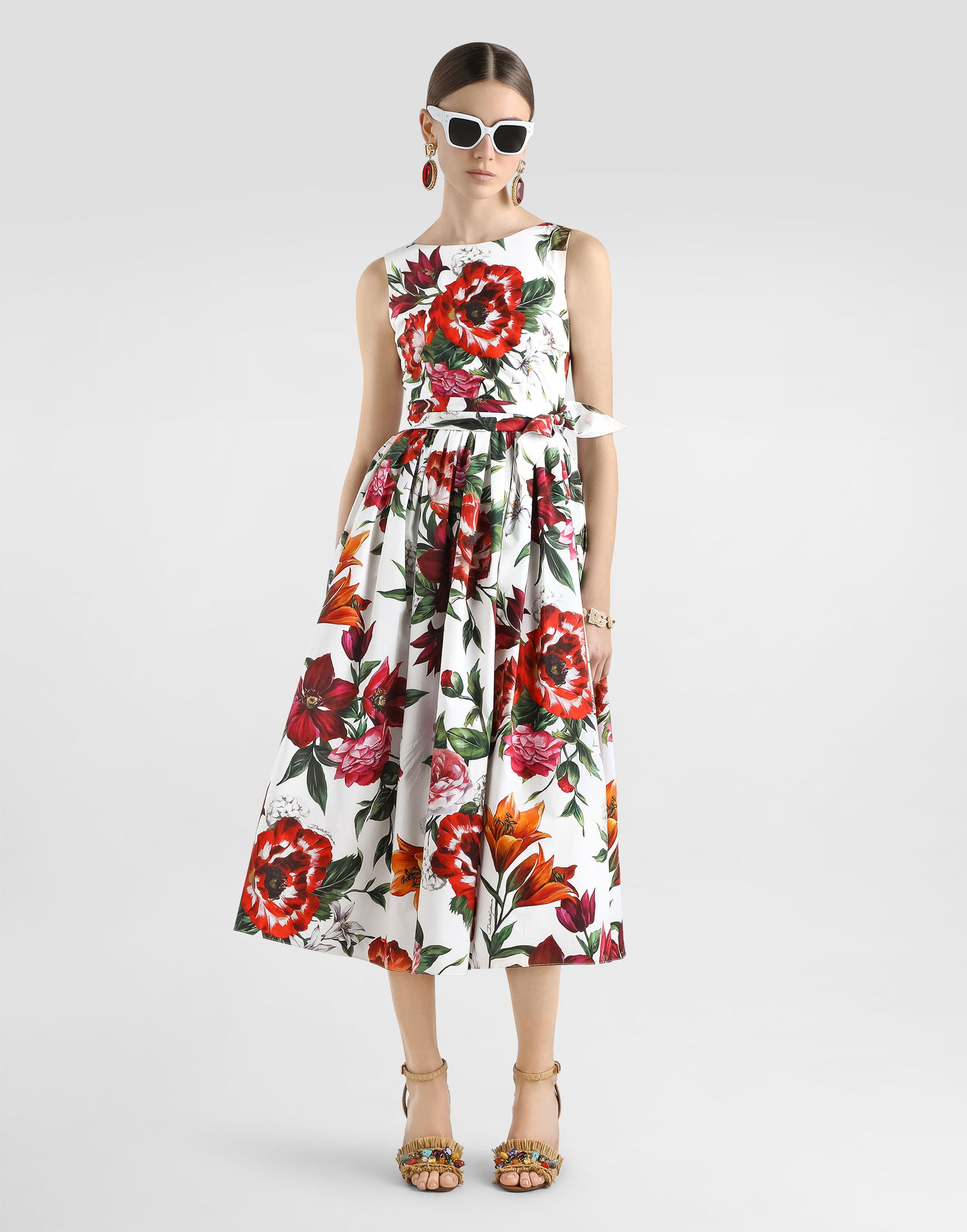 Šaty Dolce & Gabbana Dolce & Gabbana Sleeveless Floral-Print Poplin Midi Dress Rôznofarebný | F6TZTTHS5TQHA5PB, 1