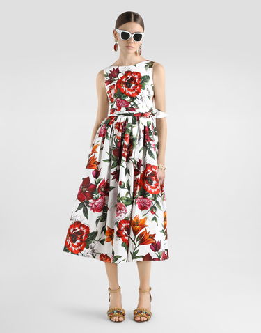 Šaty Dolce & Gabbana Dolce & Gabbana Sleeveless Floral-Print Poplin Midi Dress Rôznofarebný | F6TZTTHS5TQHA5PB, 1