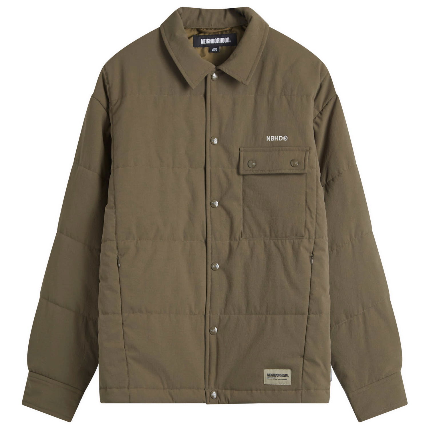 Prešívaná bunda Neighborhood Padded Overshirt Zelené | 242TSNH-SHM08-OLV, 0