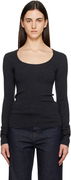 Long-Sleeve Scoop Neck Compact Knit Top