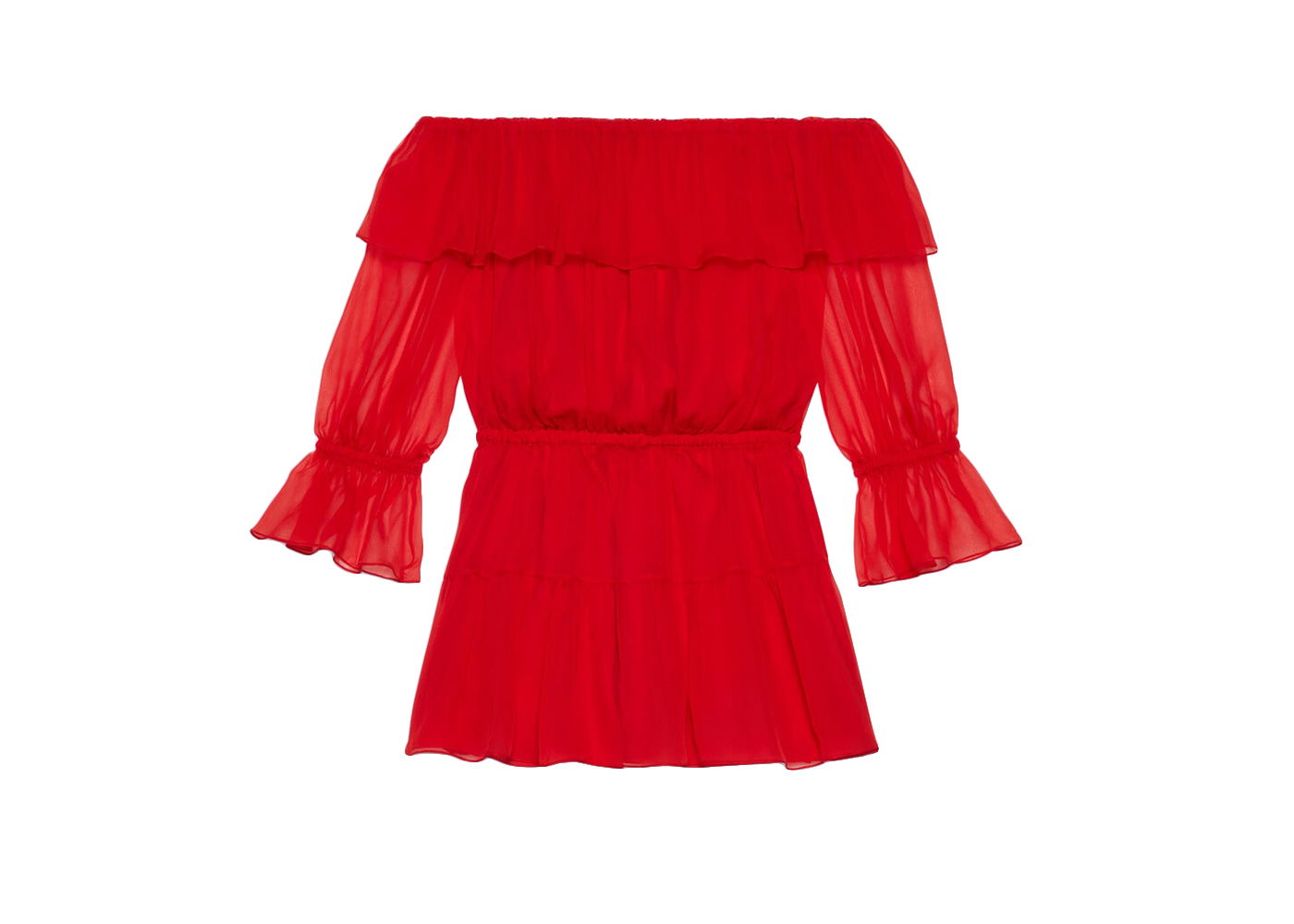 Šaty Gucci Silk Chiffon Dress Červená | 730915 ZHS57 6490, 0