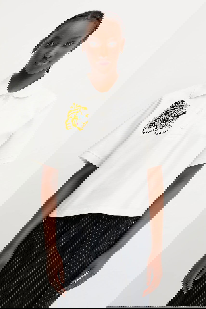 Polo tričko KENZO Kenzo Cropped Tiger Polo Shirt Biela | FF52TS1704SB.02, 0