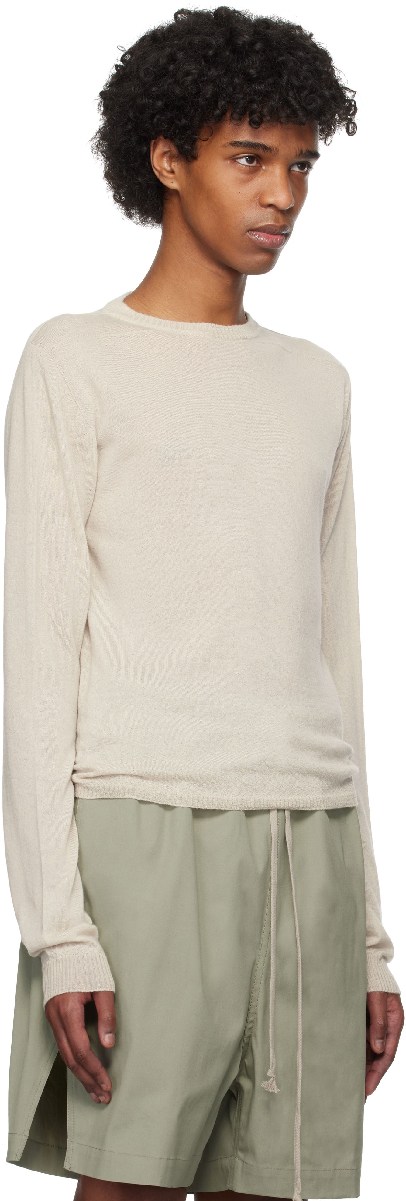 Sveter Rick Owens Rick Owens Hollywood Cropped Level Biker Sweater Béžová | RU01E5630 WS, 1