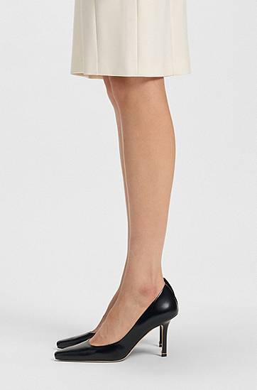 Tenisky a topánky BOSS Polished Leather Pointed-Toe Pumps Čierna | 50548509, 1