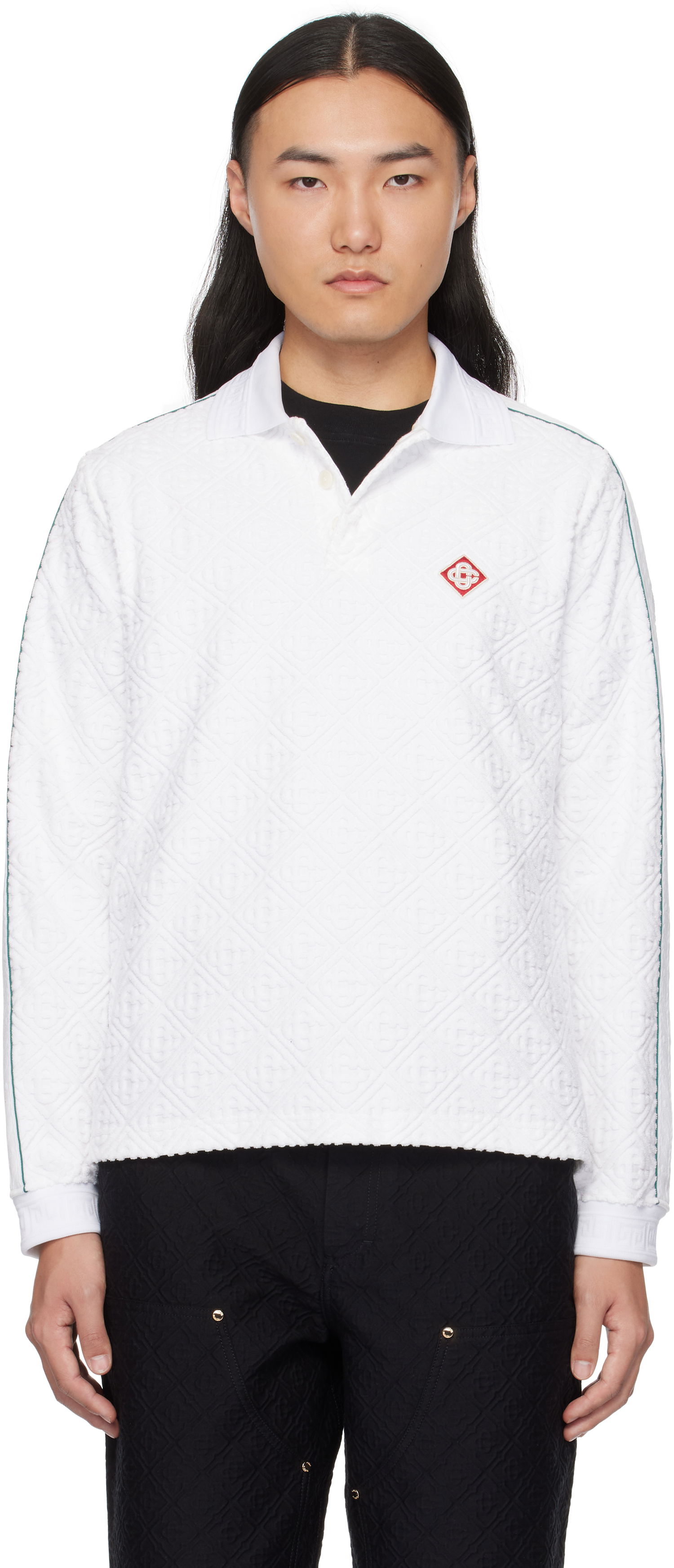 Polo tričko Casablanca Casablanca Jacquard Towelling Monogram Polo Biela | MPS25-JTP-300-01, 0