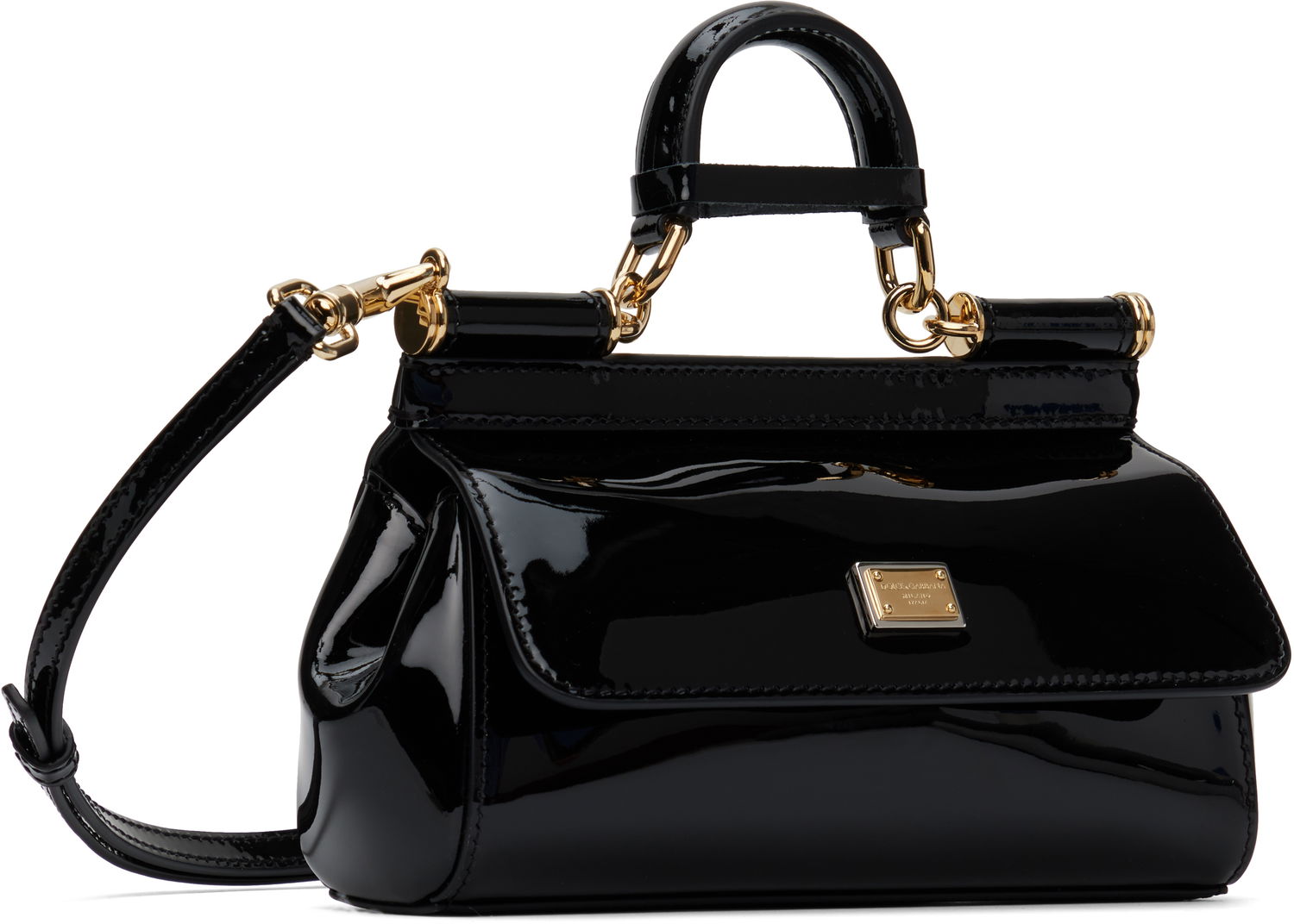Kabelka Dolce & Gabbana Dolce&Gabbana Small Sicily Patent Leather Handbag Čierna | BB7116 B1471, 1