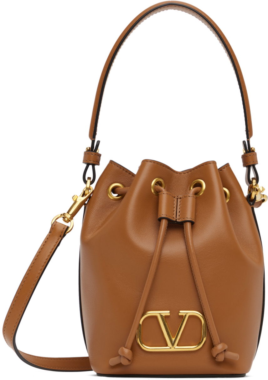 Batoh Valentino Garavani Tan Mini VLogo Signature Bucket Bag Hnedá | 4W0P0Z44VNL, 0