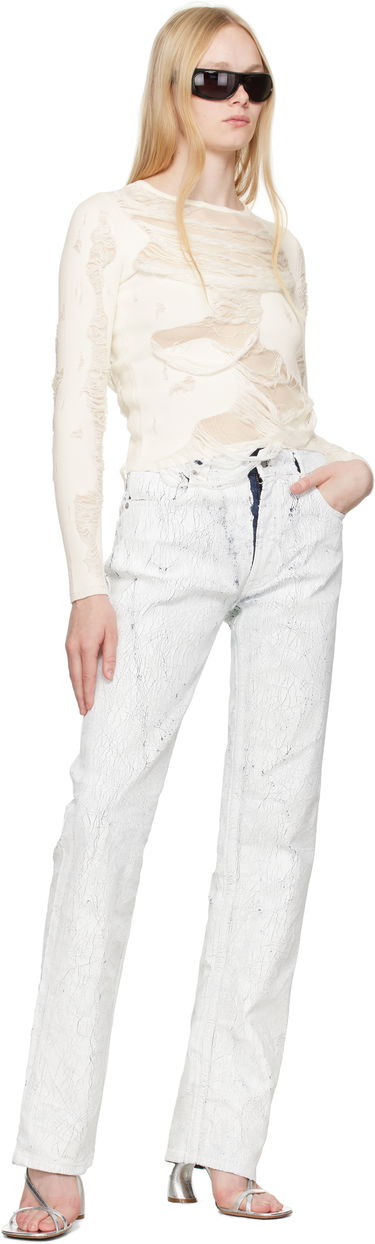 Sveter Maison Margiela MM6 Maison Margiela Slashed Crewneck Sweater Biela | S62HL0032 M13121, 3