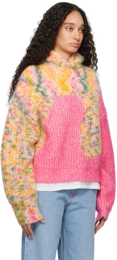 Sveter ERL ERL Bicolor Swirl Knit Hoodie Ružová | ERL10N008, 1
