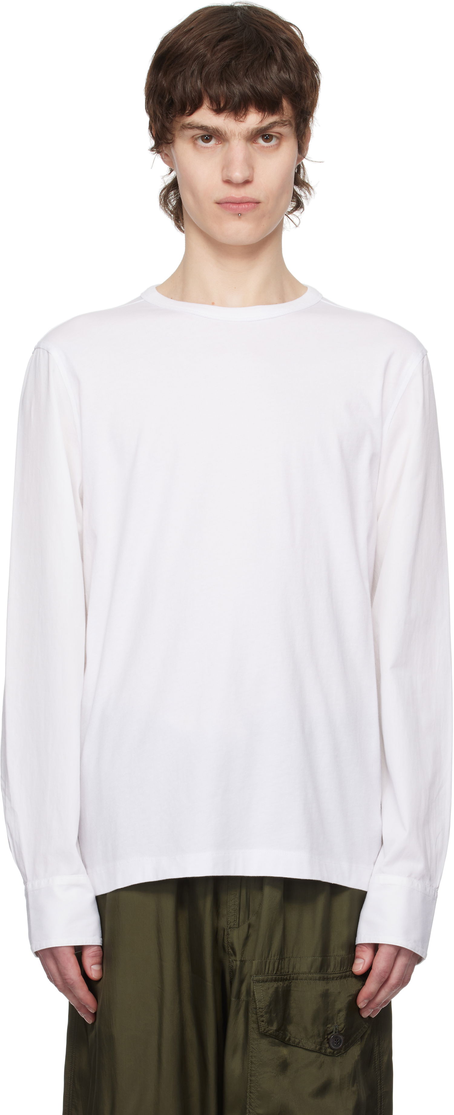 Tričko Dries Van Noten Dries Van Noten Paneled Long Sleeve T-Shirt Biela | 251-021106-1600, 0