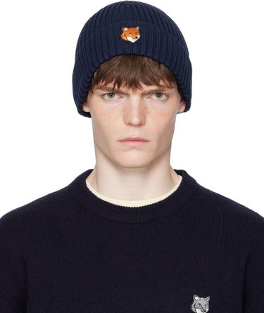 Kulicha MAISON KITSUNÉ Maison Kitsuné Fox Head Beanie Navy | PM06111KT1140, 0