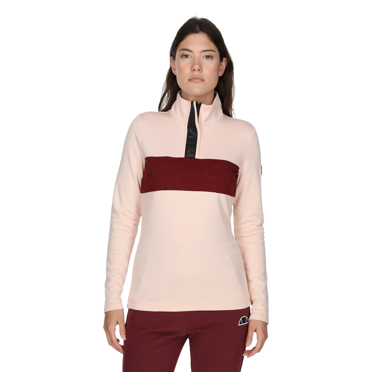 Mikina Ellesse Mock Neck Half-Zip Fleece Pullover with Chest Stripe Ružová | ELA233F612-82, 0