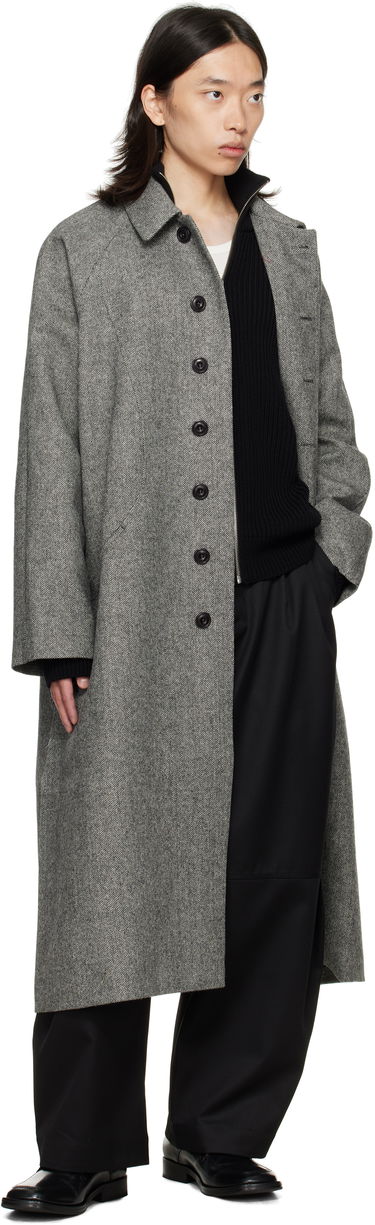 Kabáty sage NATION SAGE NATION Takeshi Herringbone Coat Šedá | S028 TAKESHI COAT WOOL BLACK A, 3