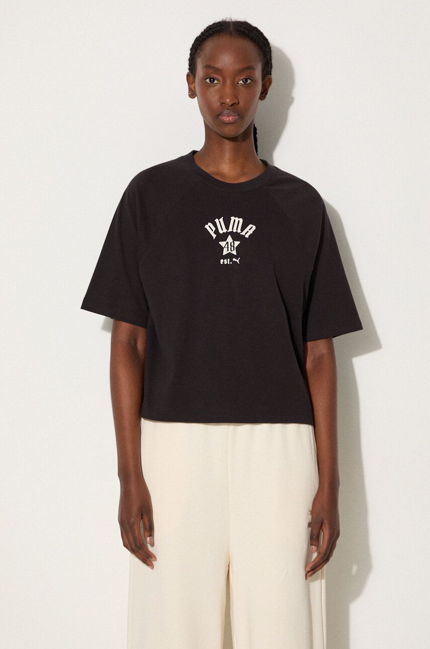 Crop Top Puma Classics Play Paris Relaxed Crop Top Čierna | 626808, 0