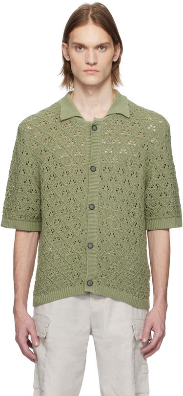 Sveter BOSS HUGO Knitted Cotton Polo Zelené | 50536666, 0