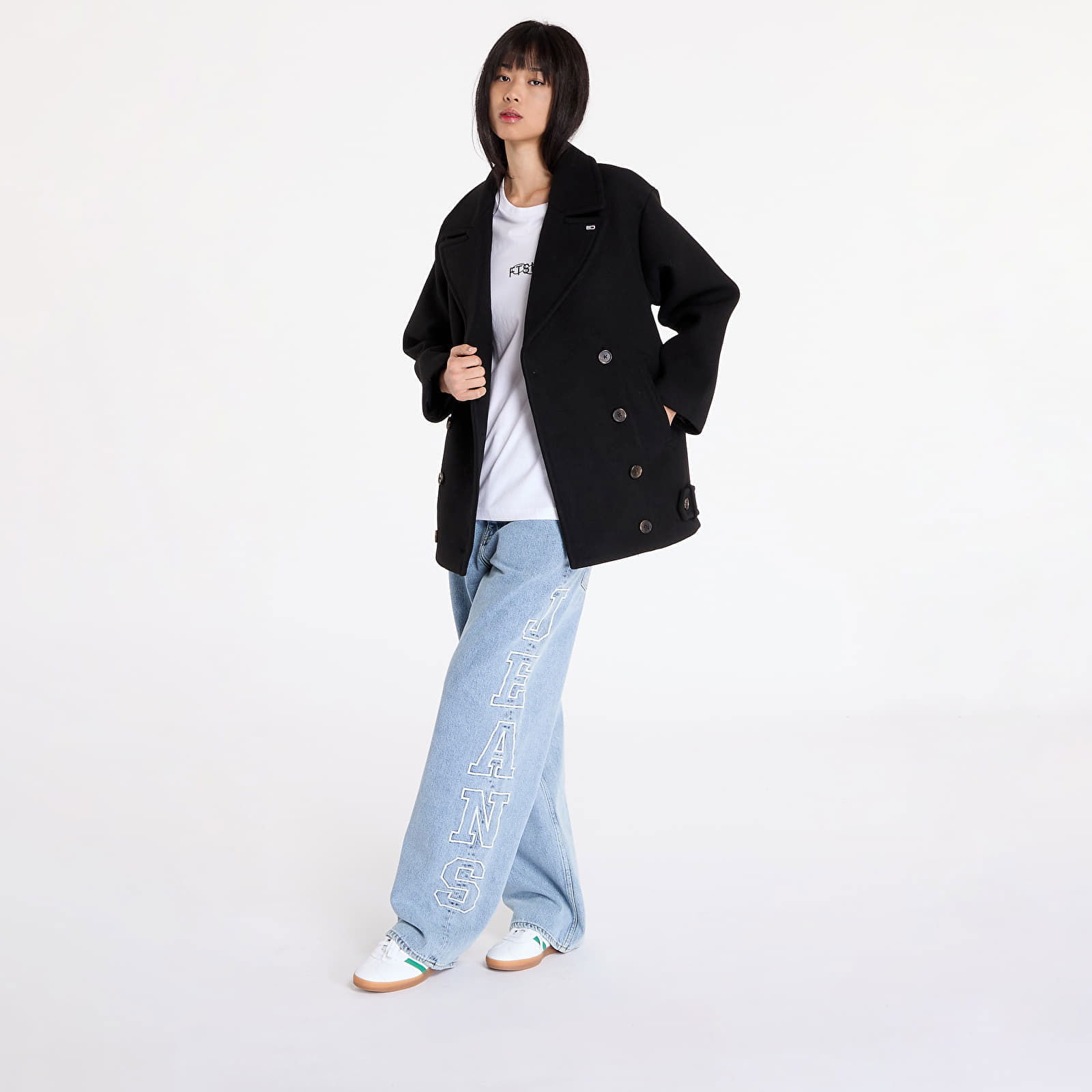 Coat Tommy Jeans Wool Peacoat Black M