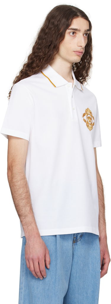 Polo tričko Versace Versace Embroidered Architectural Baroque Polo Biela | 1013906_1A14973, 1